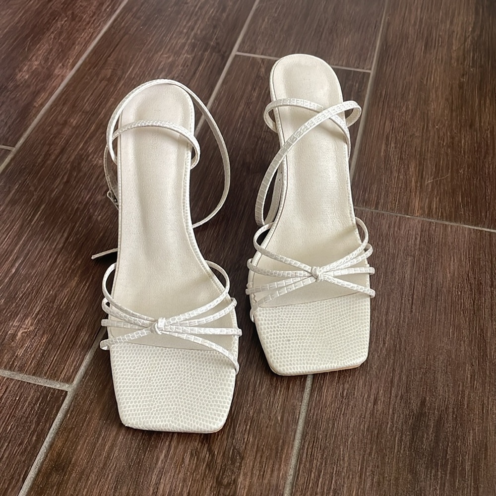 Crocodile Cream Strappy Heels